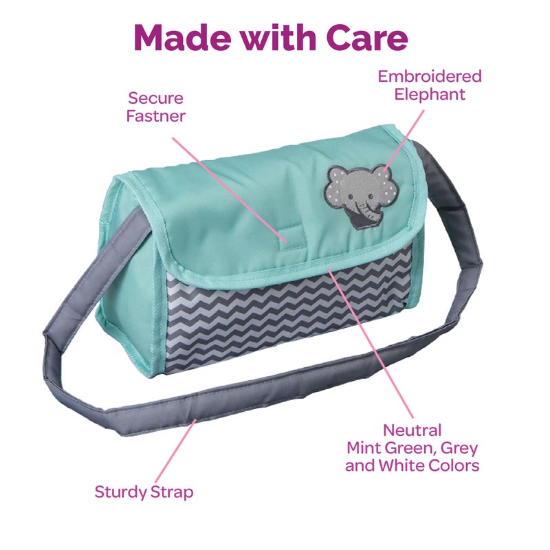 Adora Baby Doll Diaper Bag with Sturdy Straps, Includes Changing Mat and 2 Doll Diapers (Fits 13" Dolls), for Ages 3+ - Zig Zag Print - Image 5